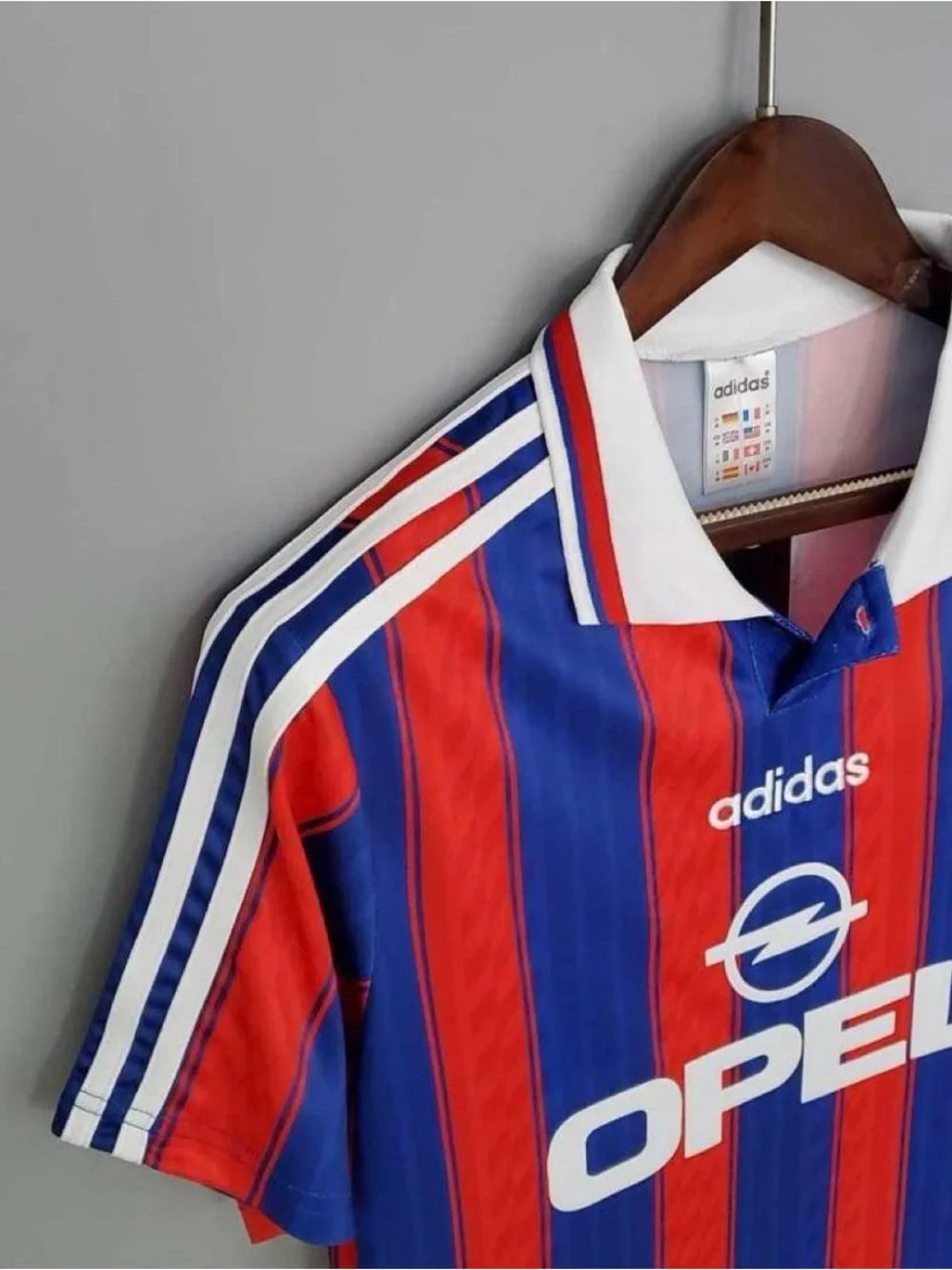 adidas Red and Blue Striped Men's Soccer Jersey